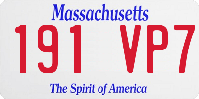 MA license plate 191VP7