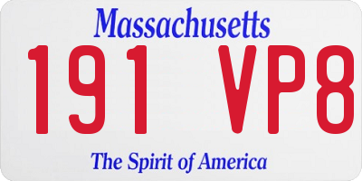 MA license plate 191VP8