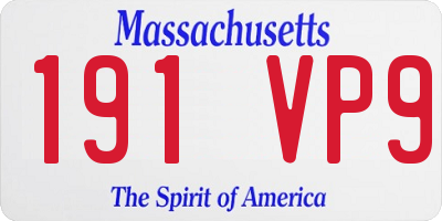 MA license plate 191VP9