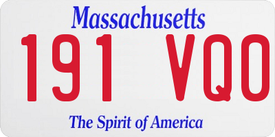 MA license plate 191VQ0
