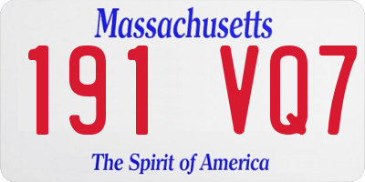 MA license plate 191VQ7