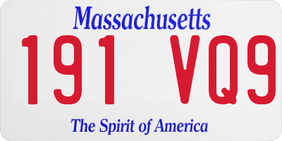 MA license plate 191VQ9