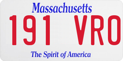 MA license plate 191VR0