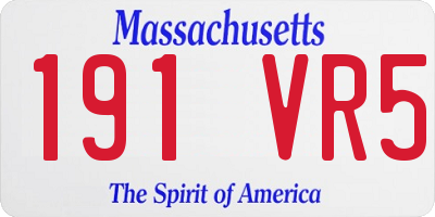 MA license plate 191VR5