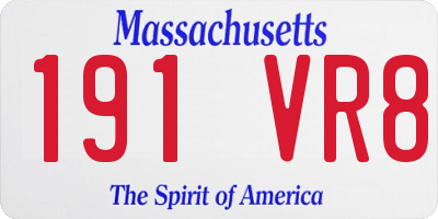 MA license plate 191VR8