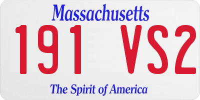 MA license plate 191VS2