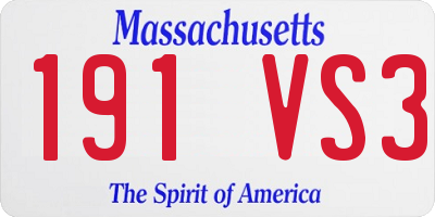 MA license plate 191VS3