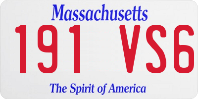 MA license plate 191VS6