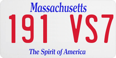 MA license plate 191VS7