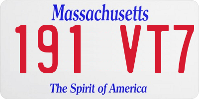 MA license plate 191VT7