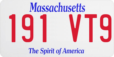 MA license plate 191VT9