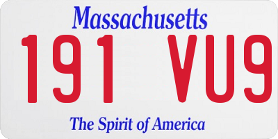 MA license plate 191VU9