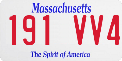 MA license plate 191VV4