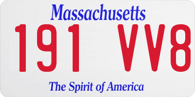MA license plate 191VV8