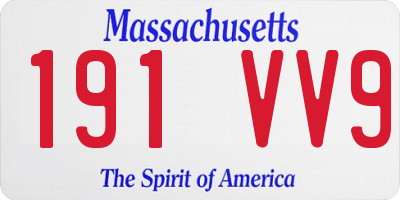 MA license plate 191VV9