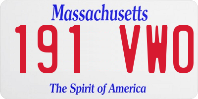 MA license plate 191VW0