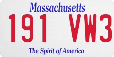 MA license plate 191VW3