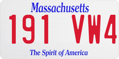 MA license plate 191VW4