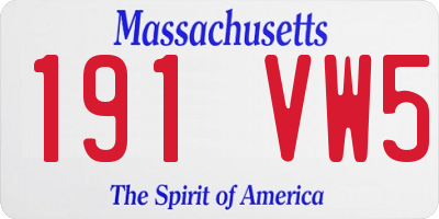 MA license plate 191VW5
