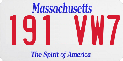 MA license plate 191VW7