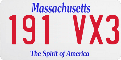 MA license plate 191VX3