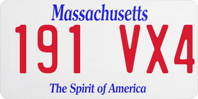 MA license plate 191VX4