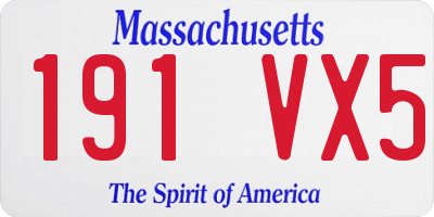 MA license plate 191VX5