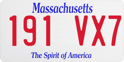 MA license plate 191VX7