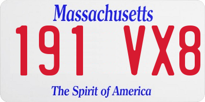 MA license plate 191VX8