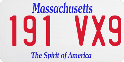 MA license plate 191VX9