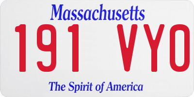 MA license plate 191VY0