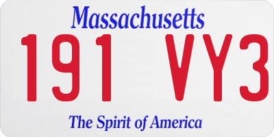 MA license plate 191VY3