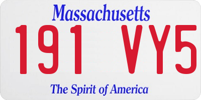 MA license plate 191VY5