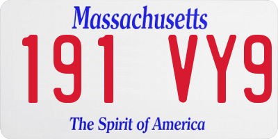 MA license plate 191VY9