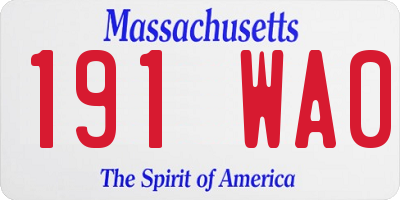 MA license plate 191WA0