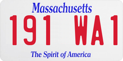 MA license plate 191WA1