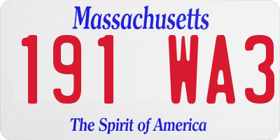 MA license plate 191WA3