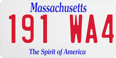 MA license plate 191WA4