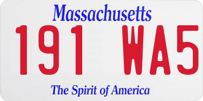 MA license plate 191WA5