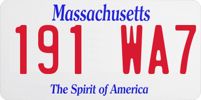MA license plate 191WA7