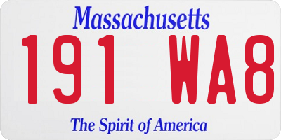 MA license plate 191WA8