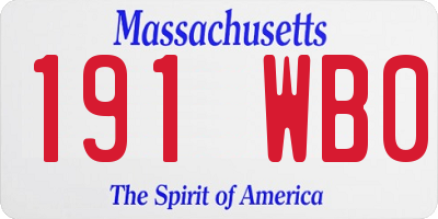 MA license plate 191WB0
