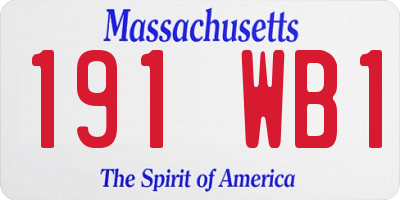 MA license plate 191WB1