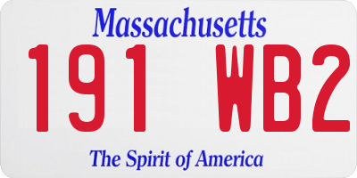 MA license plate 191WB2