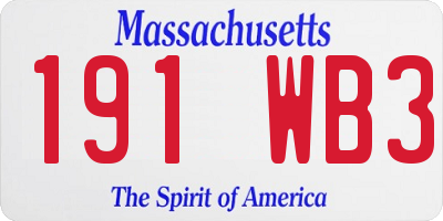 MA license plate 191WB3
