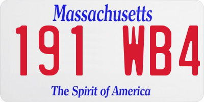 MA license plate 191WB4