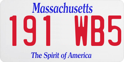 MA license plate 191WB5