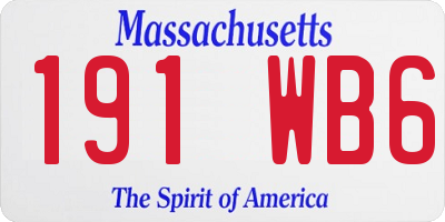 MA license plate 191WB6