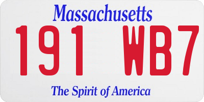 MA license plate 191WB7