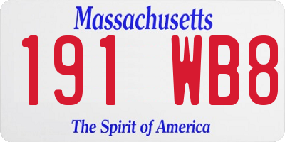 MA license plate 191WB8